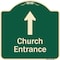 Signmission Designer Series-Church Entrance Ahead W/ Up Arrow Green Heavy-Gauge Aluminum, 18" x 18", G-1818-9991 A-DES-G-1818-9991 - alternate 1